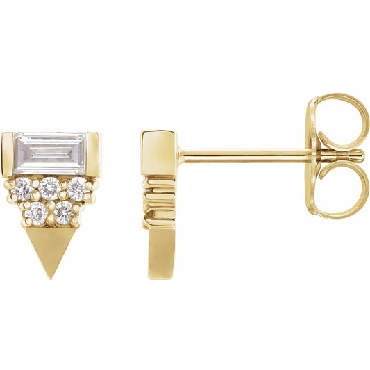 14K Yellow 1/4 CTW Diamond Geometric Earrings