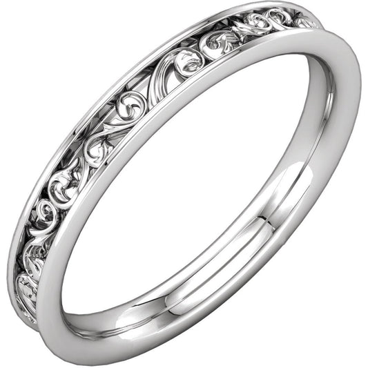14K White 2.8 mm Sculptural-Inspired Band