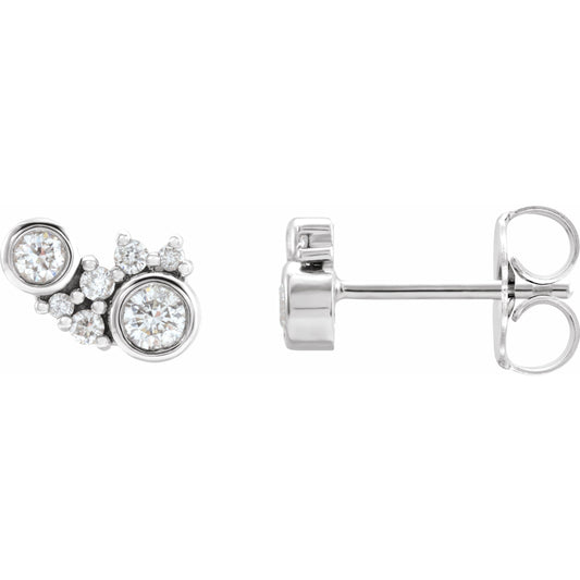 Platinum 1/4 CTW Diamond Scattered Bezel-Set Earrings