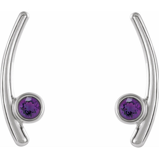 14K White Amethyst Ear Climbers