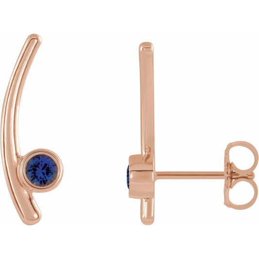 14K Rose Blue Sapphire Ear Climbers