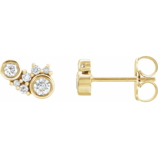 14K Yellow 1/4 CTW Diamond Scattered Bezel-Set Earrings