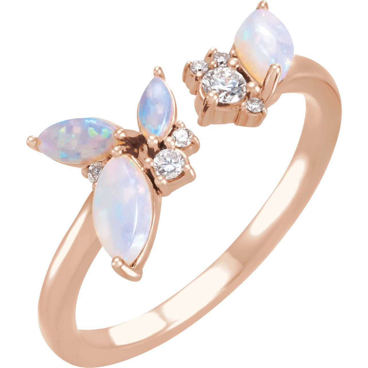 14K Rose Australian Opal & 1/10 CTW Diamond Negative Space Ring