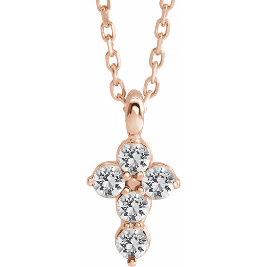 14K Rose Sapphire Cross 16-18 Necklace