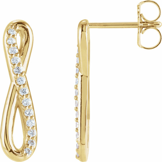 14K Yellow 1/8 CTW Diamond Infinity-Inspired Earrings