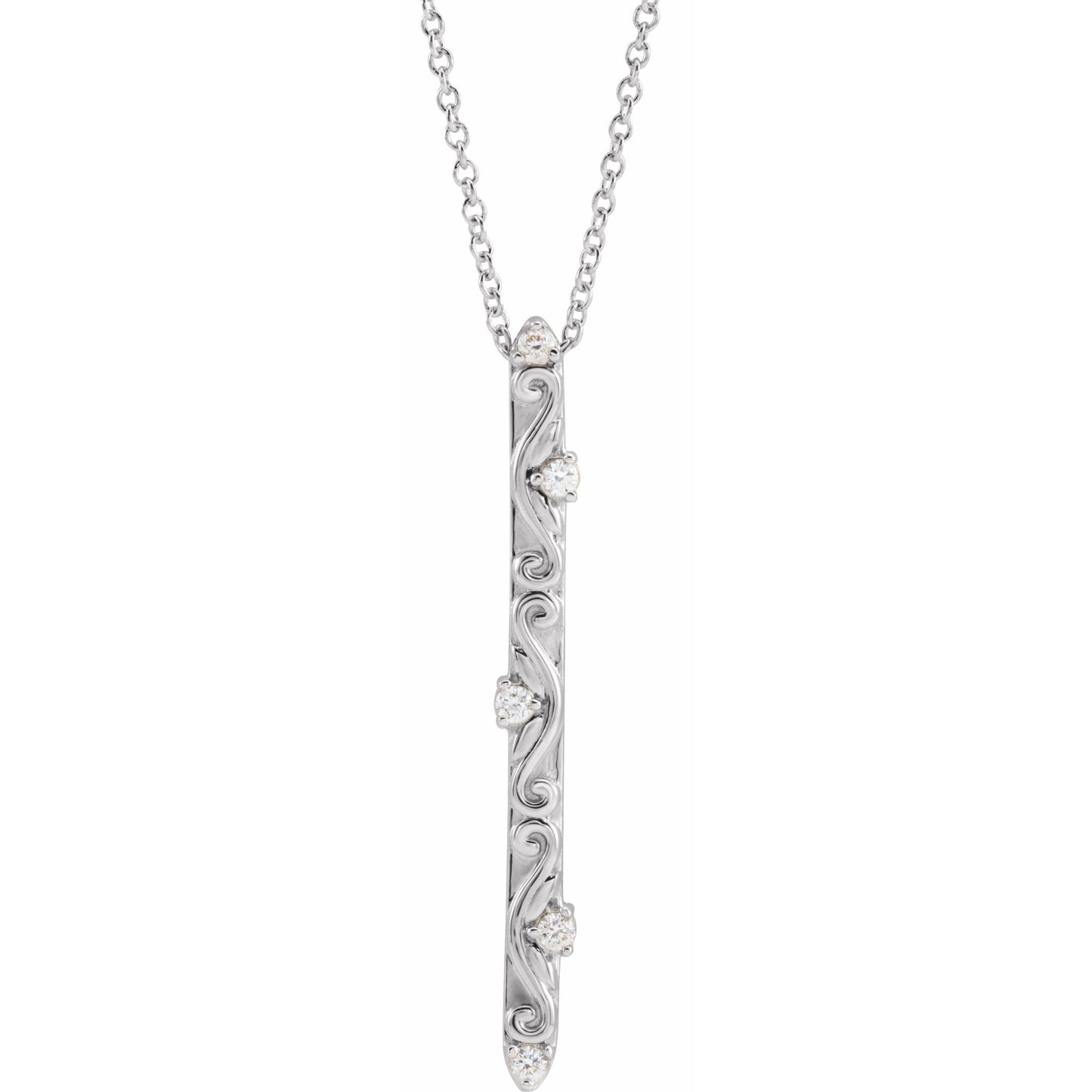 14K White .07 CTW Diamond Vintage-Inspired 16-18 Necklace