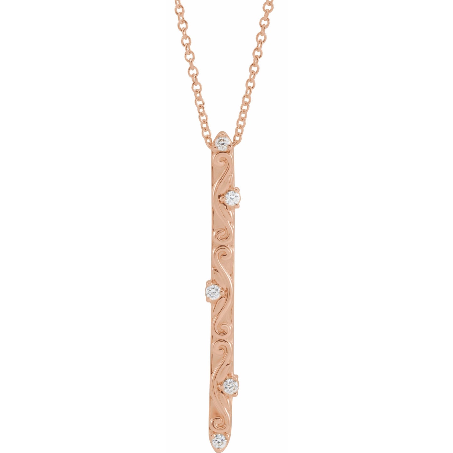 14K Rose .07 CTW Diamond Vintage-Inspired 16-18 Necklace