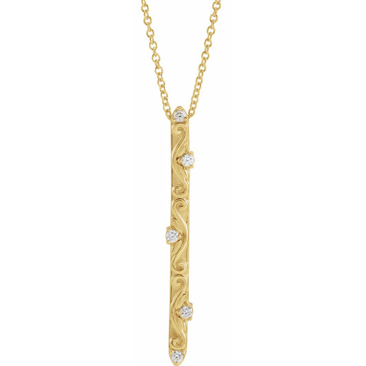 14K Yellow .07 CTW Diamond Vintage-Inspired 16-18 Necklace