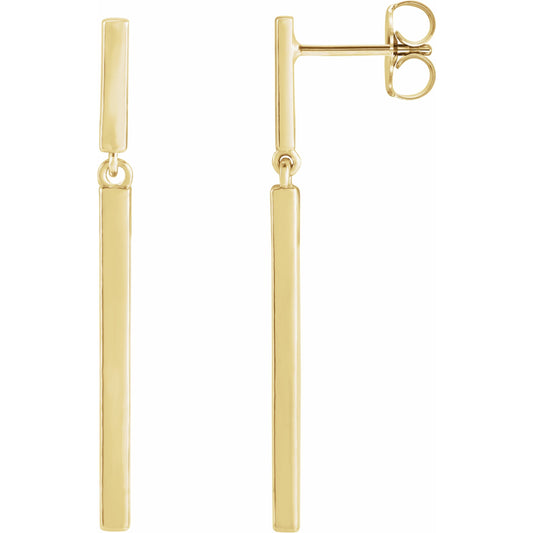 14K Yellow 25.9x1.8 mm Articulated Bar Earrings