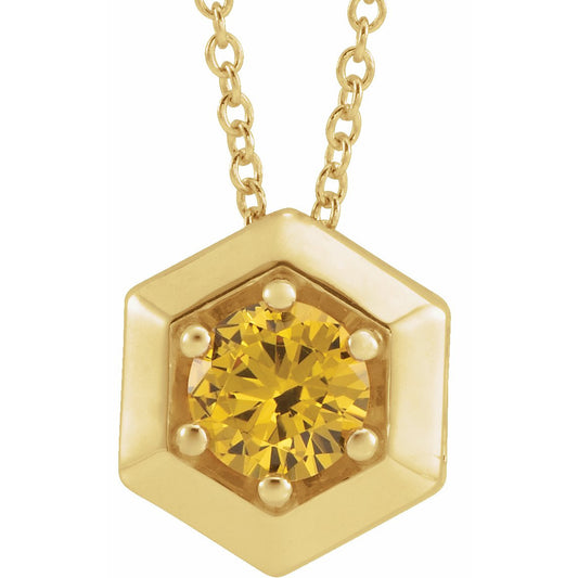 14K Yellow Citrine Geometric 16-18 Necklace