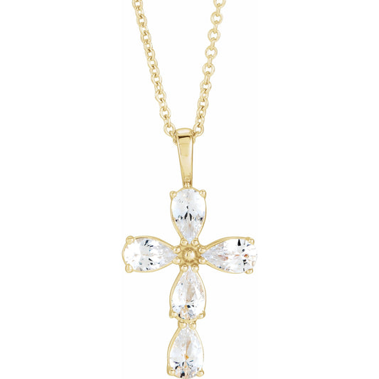 14K Yellow Sapphire Cross 16-18 Necklace