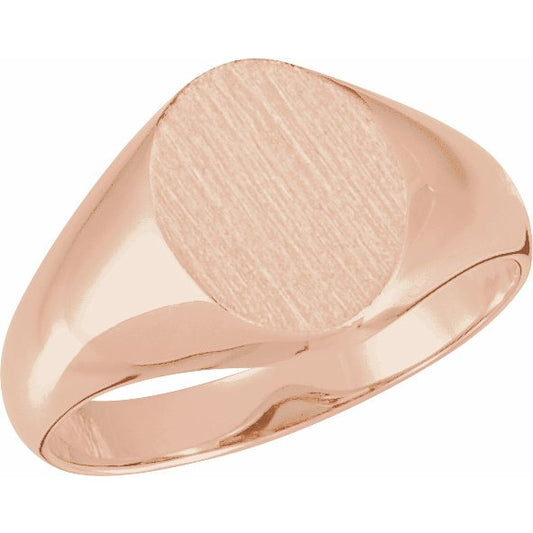 14K Rose 11x9.5 mm Oval Signet Ring