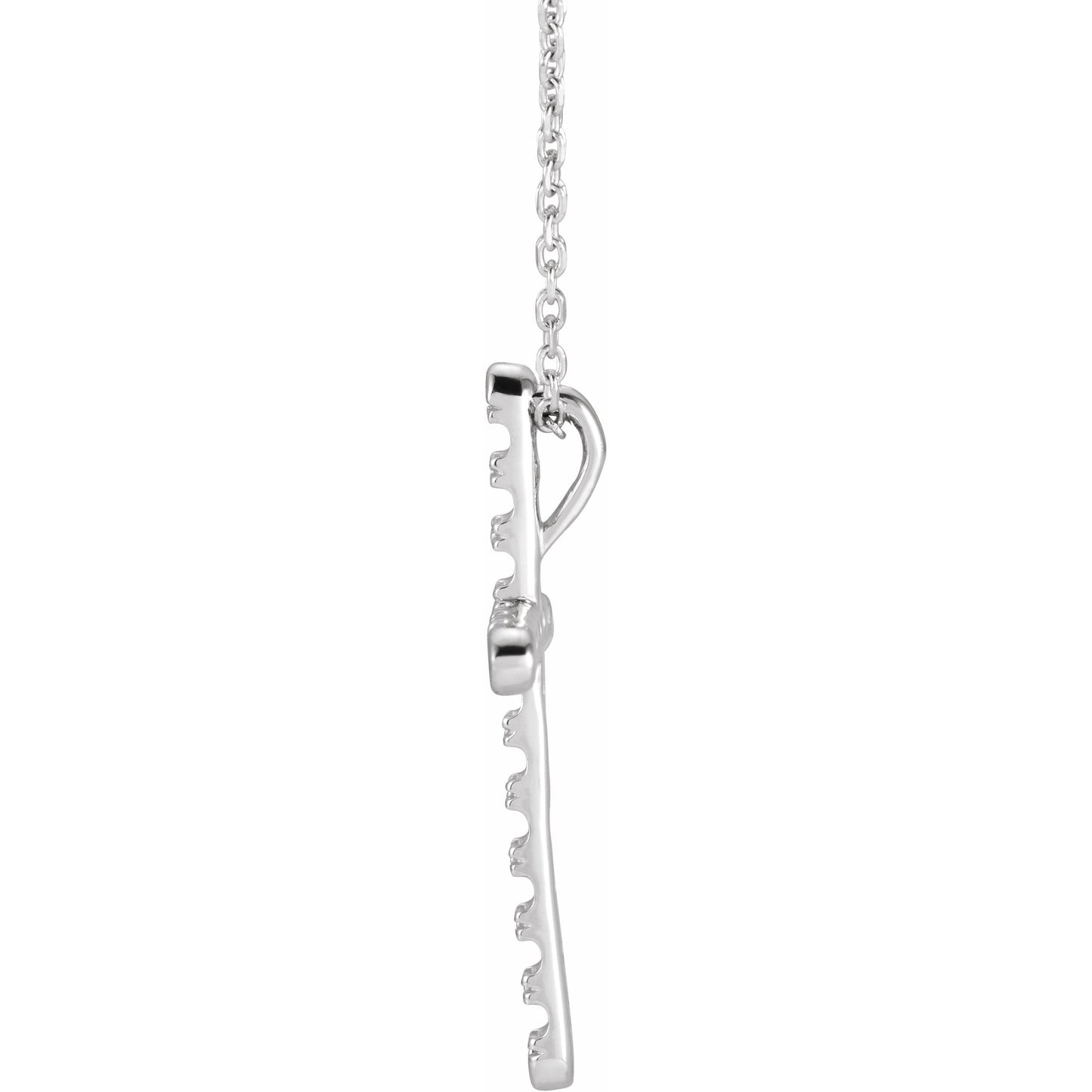 14K White 1/2 CTW Diamond French-Set Cross 16-18 Necklace