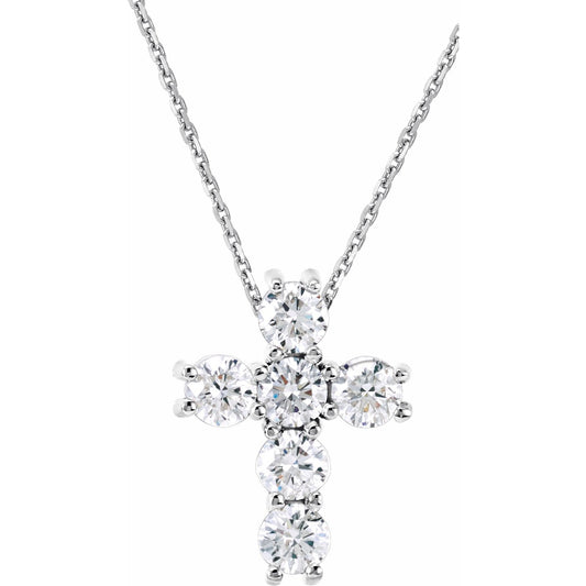 14K White 1/3 CTW Diamond Cross 18 Necklace