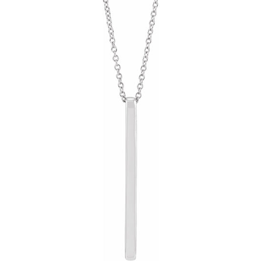 14K White Bar 16-18 Necklace