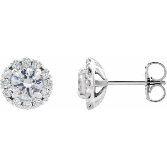 14K White Sapphire & 1/5 CTW Diamond Earrings