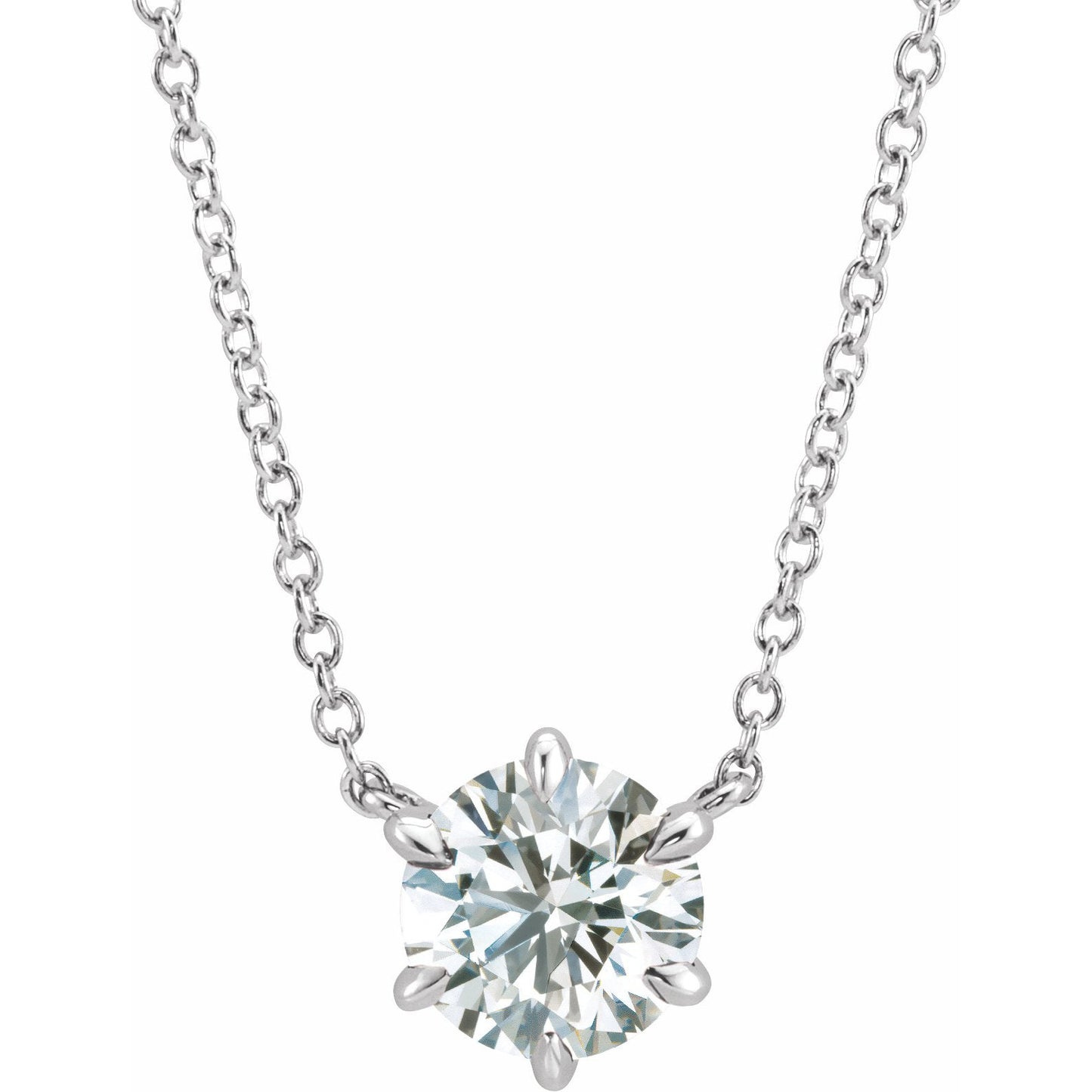 14K White 1/2 CT Diamond Solitaire 18 Necklace