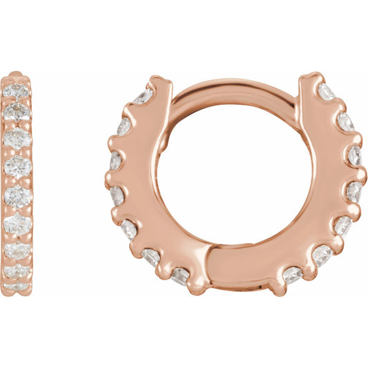 14K Rose 1/4 CTW Diamond 10.32 mm Huggies