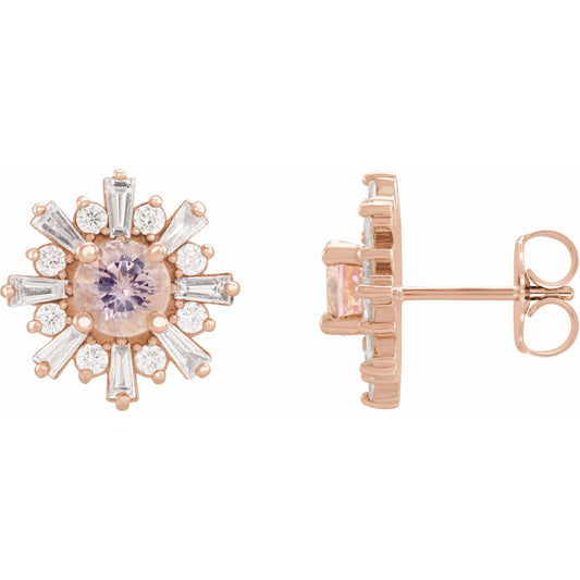 14K Rose Morganite & 3/4 CTW Diamond Earrings