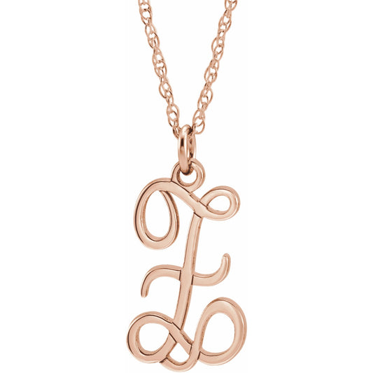 14K Rose Script Initial Z 16-18 Necklace