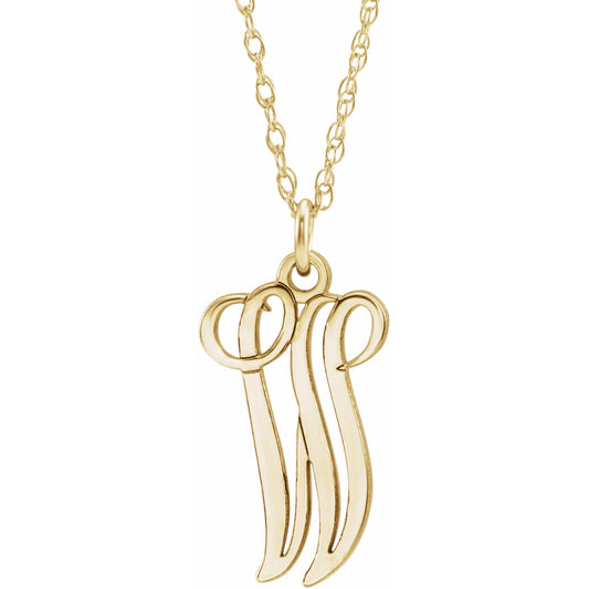 14K Yellow Script Initial W 16-18 Necklace