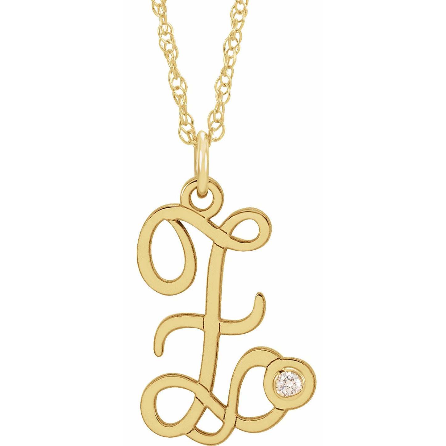 14K Yellow Gold-Plated .02 CT Diamond Script Initial Z 16-18 Necklace