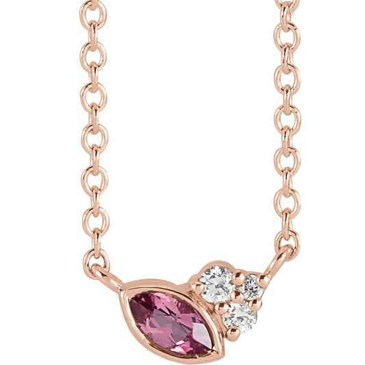 14K Rose Pink Tourmaline & .03 CTW Diamond 18 Necklace