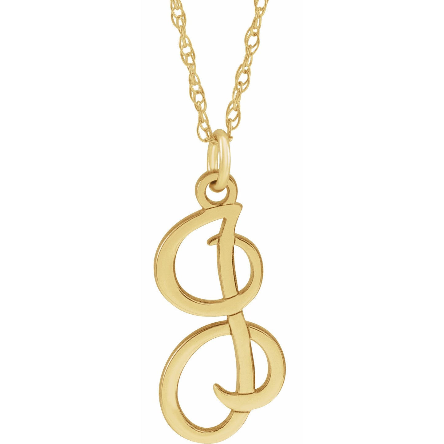 14K Yellow Script Initial I 16-18 Necklace