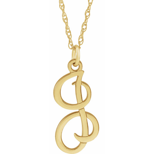14K Yellow Script Initial I 16-18 Necklace