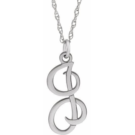 14K White Script Initial I 16-18 Necklace