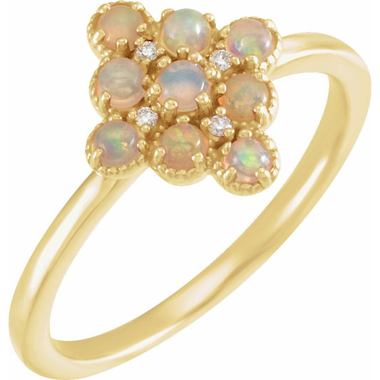 14K Yellow Ethiopian Opal & .02 CTW Diamond Ring