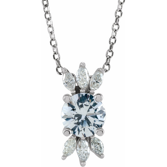 14K White Sapphire & 1/5 CTW Diamond 16-18 Necklace