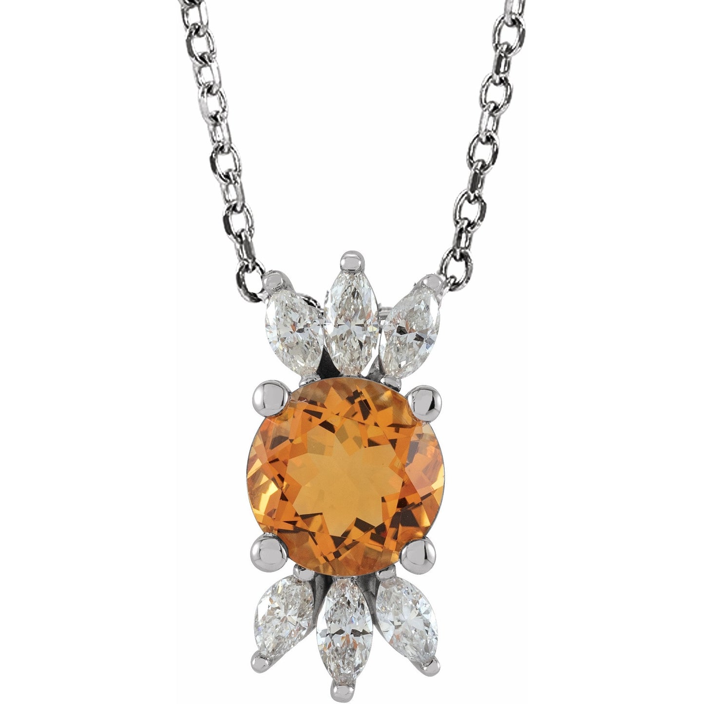 14K White Citrine & 1/5 CTW Diamond 16-18 Necklace
