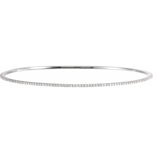 14K White 1 CTW Diamond Stackable Bangle 8 Bracelet