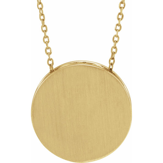 14K Yellow 17 mm Scroll Disc 16-18 Necklace