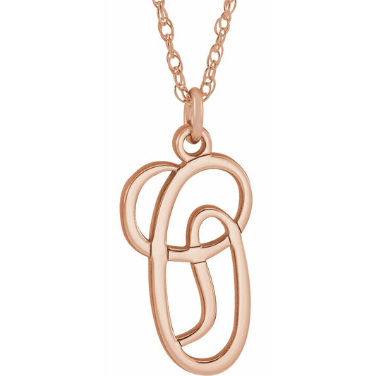 14K Rose Script Initial O 16-18 Necklace
