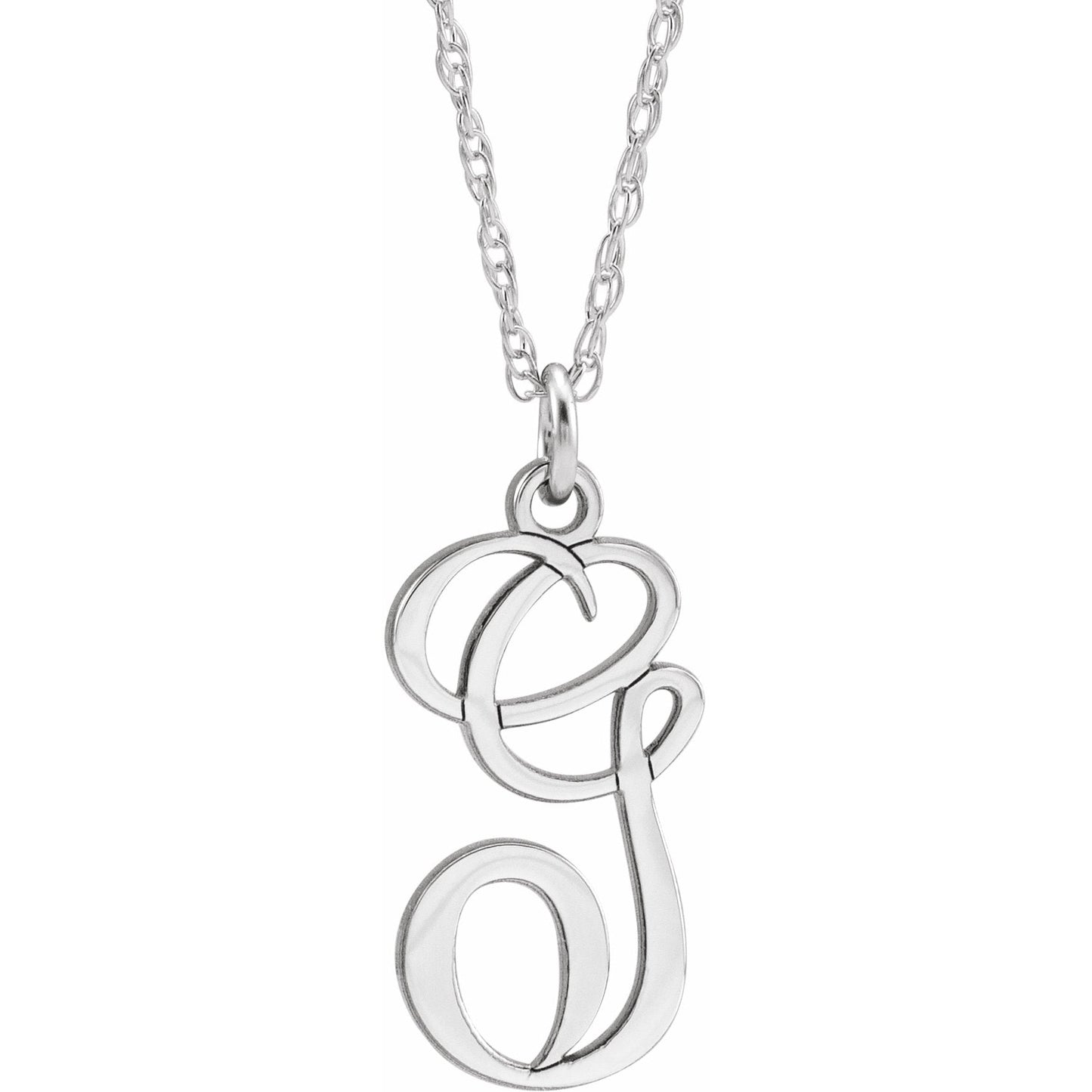 14K White Script Initial G 16-18 Necklace