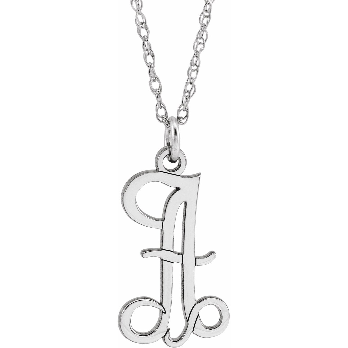 14K White Script Initial A 16-18 Necklace