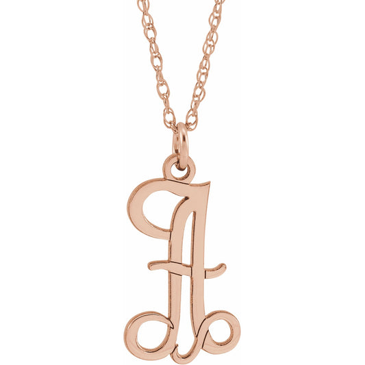 14K Rose Script Initial A 16-18 Necklace