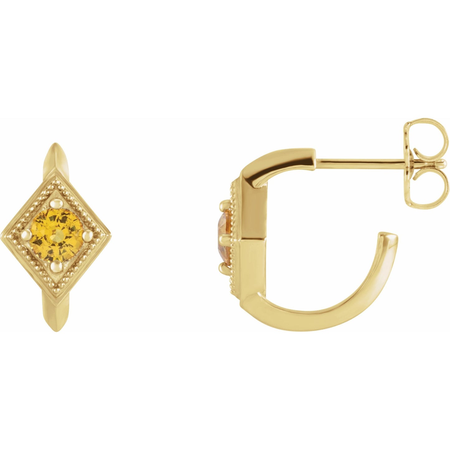 14K Yellow Sapphire Geometric Hoop Earrings