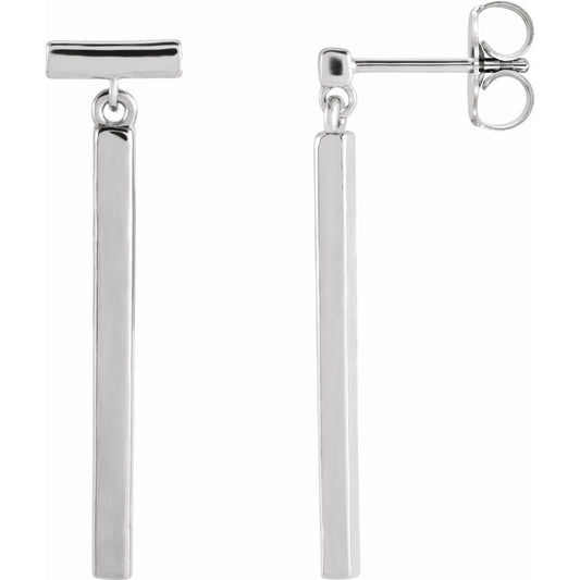 14K White Articulated Bar Earrings