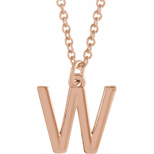 14K Rose Initial W Dangle 18 Necklace
