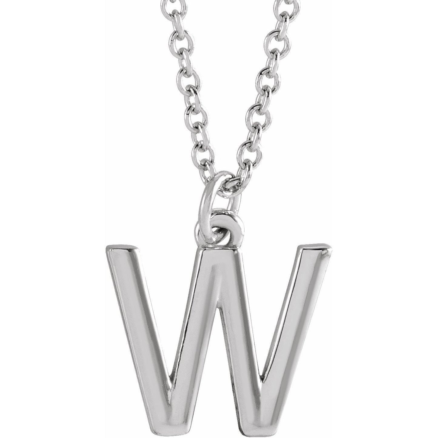 14K White Initial W Dangle 18 Necklace