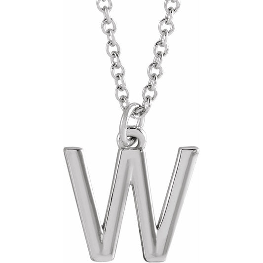 14K White Initial W Dangle 18 Necklace