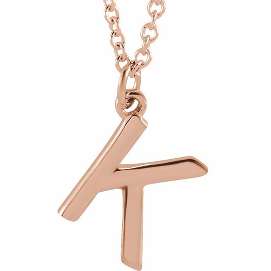 14K Rose Initial K Dangle 18 Necklace