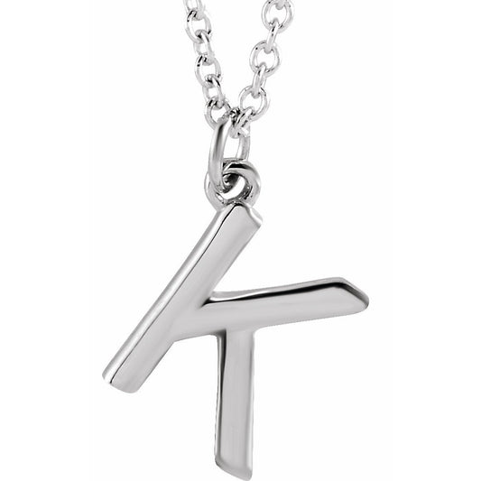 14K White Initial K Dangle 16 Necklace
