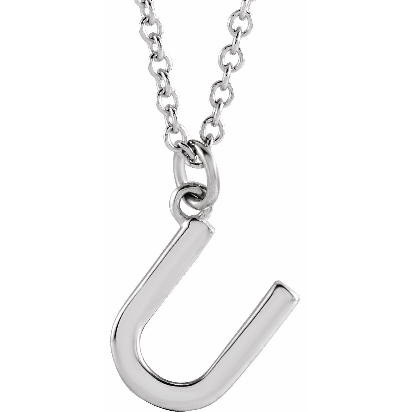 14K White Initial U Dangle 18 Necklace