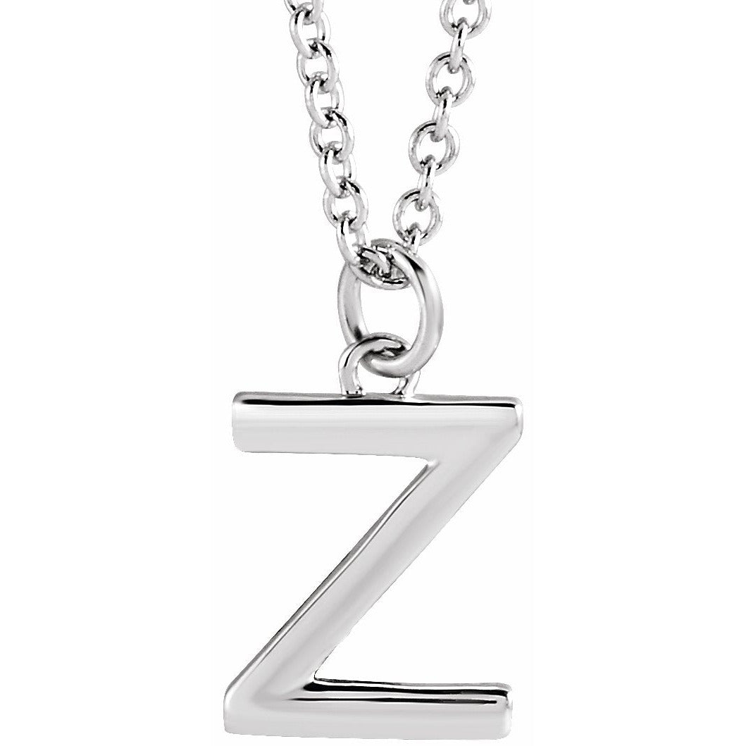 14K White Initial Z Dangle 18 Necklace