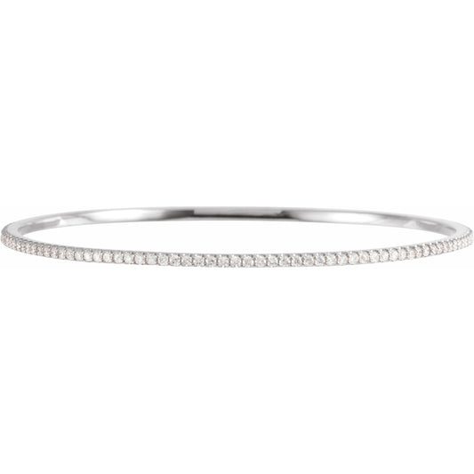 14K White 2 CTW Diamond Stackable Bangle 8 Bracelet
