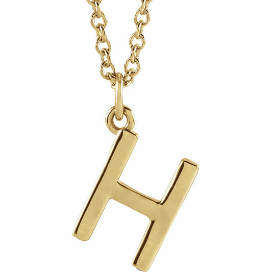 14K Yellow Initial H Dangle 16 Necklace